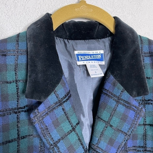 Pendleton Blue Green Plaid Wool Blend Blazer 8 - Picture 2 of 8